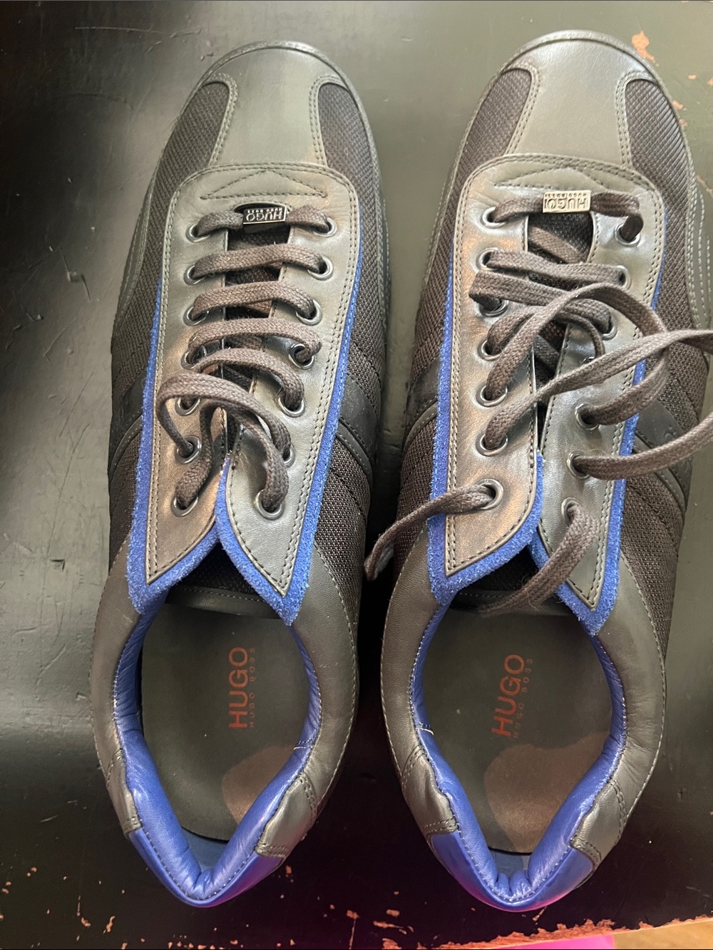 Hugo Boss Black Sneakers with Blue Trim